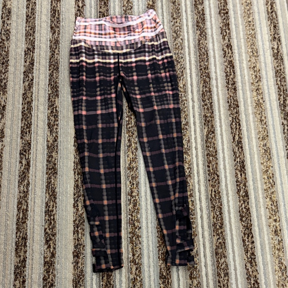 FP Movement by Free People Plaid Leggings in Black and Pink